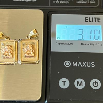 Two 14k Gold Guardian Angel Pendants Charms