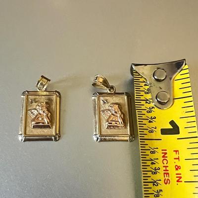 Two 14k Gold Guardian Angel Pendants Charms