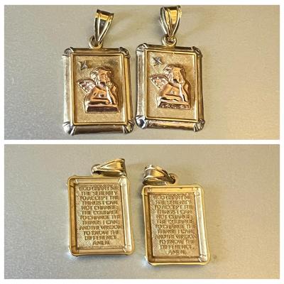 Two 14k Gold Guardian Angel Pendants Charms