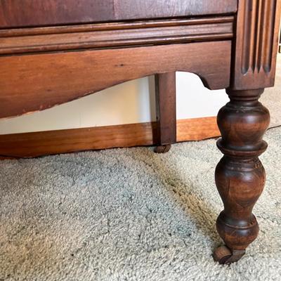 Ornate Antique Carved Wood Dresser Chest of Drawers w Wall Mirror