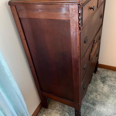 Ornate Antique Carved Wood Dresser Chest of Drawers
