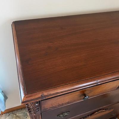 Ornate Antique Carved Wood Dresser Chest of Drawers