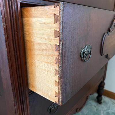 Ornate Antique Carved Wood Dresser Chest of Drawers