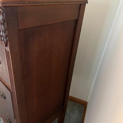 Ornate Antique Carved Wood Dresser Chest of Drawers