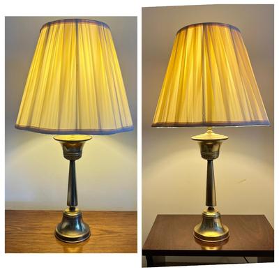 Pair of Vintage Brass Table Bed Side Lamps
