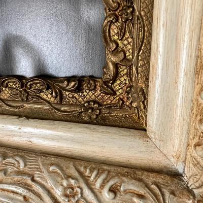 Large Ornate Solid Wood Frame w Antique Hand-Coloring Photo