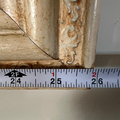 Large Ornate Solid Wood Frame w Antique Hand-Coloring Photo