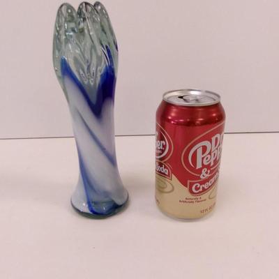 Murano Blown Art Glass Blue & Frosted Swirl Approx 8" Tall #34