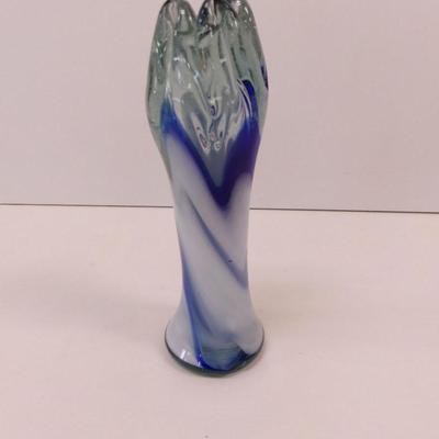 Murano Blown Art Glass Blue & Frosted Swirl Approx 8" Tall #34