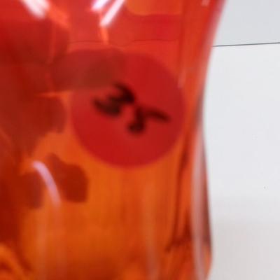 Fenton Glass Orange Amber Handkerchief Glass Vase Approx 7" Tall #35