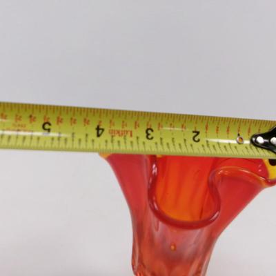 Fenton Glass Orange Amber Handkerchief Glass Vase Approx 7" Tall #35