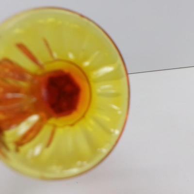 Fenton Glass Orange Amber Handkerchief Glass Vase Approx 7" Tall #35