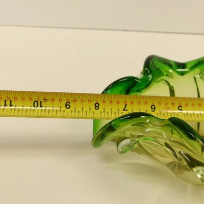 Murano Style Art Glass Bowl Green & Yellow #36