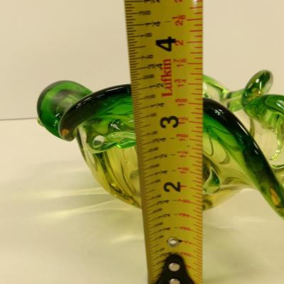 Murano Style Art Glass Bowl Green & Yellow #36