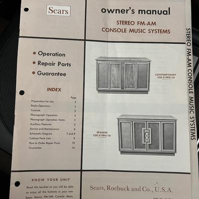 Vintage Sears Silvertone Stereo Radio Phonograph Music Console System