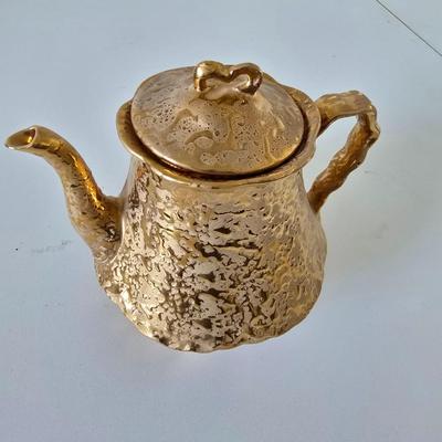 Dixon Art 22Kt Gold Glazed Teapot – Mid-Century Glam Collector's Piece