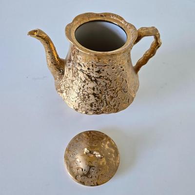 Dixon Art 22Kt Gold Glazed Teapot – Mid-Century Glam Collector's Piece
