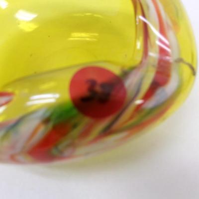 Vintage Venetian Murano Style Yellow Multi-Colored Ashtray #38