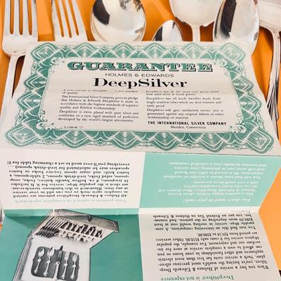 Vintage Holmes & Edwards Inlaid Silver Flatware 46 Pc Set "Youth" Pattern