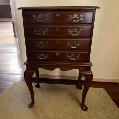 Queen Anne Style 4 Drawer Silver Chest