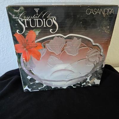 Vintage Glass Party Sets – "Rose dip bowl + "Casandra" Bowl w/ Pasari Liva Pressed Clear Mug Roses Frosted Indonesia Mugs