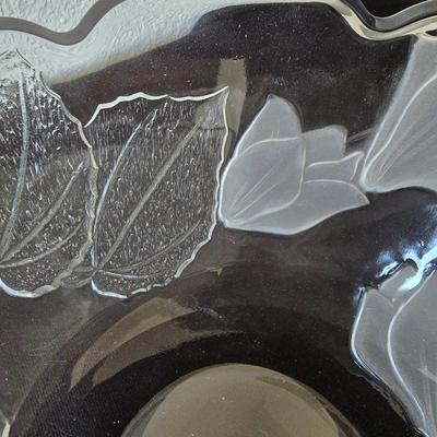 Vintage Glass Party Sets – "Rose dip bowl + "Casandra" Bowl w/ Pasari Liva Pressed Clear Mug Roses Frosted Indonesia Mugs