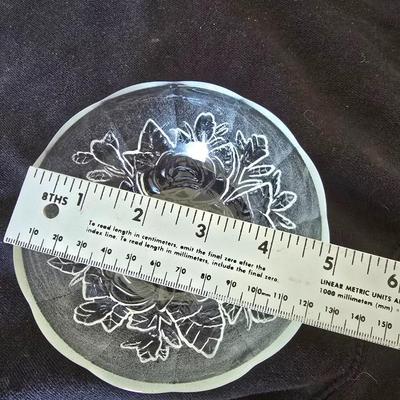 Vintage Glass Party Sets – "Rose dip bowl + "Casandra" Bowl w/ Pasari Liva Pressed Clear Mug Roses Frosted Indonesia Mugs