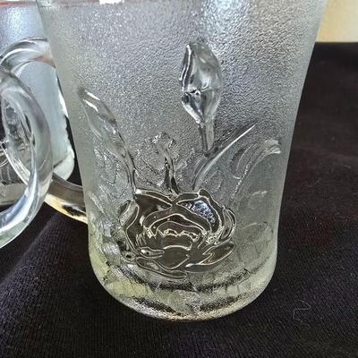 Vintage Glass Party Sets – "Rose dip bowl + "Casandra" Bowl w/ Pasari Liva Pressed Clear Mug Roses Frosted Indonesia Mugs