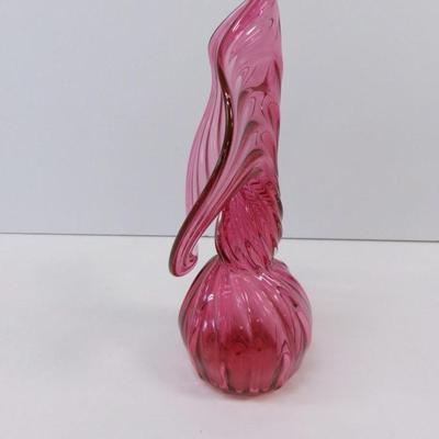 Fenton Cranberry Hand Blown Glass Vase #41