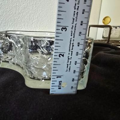 1980's Princess House® #593 FANTASIA® 7-Piece Chip & Dip Set includes 2-piece Metal Holder with 4 Princess House Fantasia...