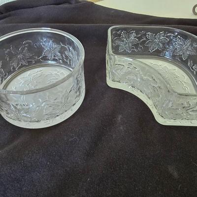 1980's Princess House® #593 FANTASIA® 7-Piece Chip & Dip Set includes 2-piece Metal Holder with 4 Princess House Fantasia...