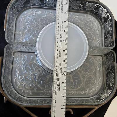 1980's Princess House® #593 FANTASIA® 7-Piece Chip & Dip Set includes 2-piece Metal Holder with 4 Princess House Fantasia...