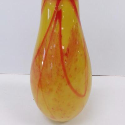 Vintage Yellow & Red Vase Approx 11 1/2" Tall