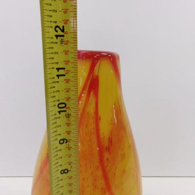 Vintage Yellow & Red Vase Approx 11 1/2" Tall