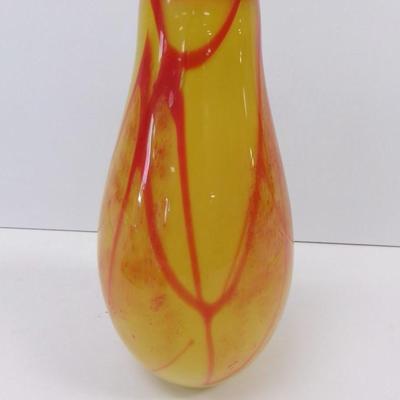 Vintage Yellow & Red Vase Approx 11 1/2" Tall
