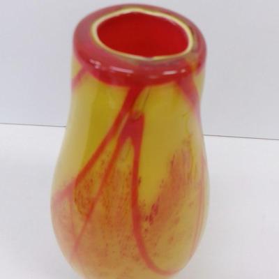 Vintage Yellow & Red Vase Approx 11 1/2" Tall