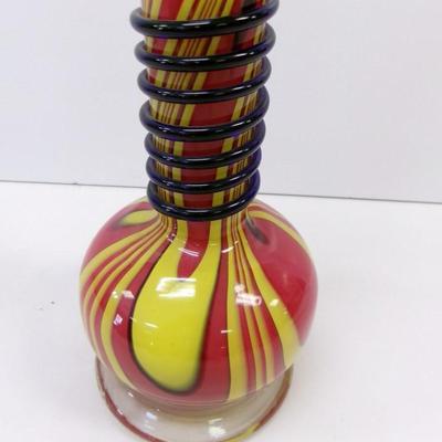 Vintage Long Neck Multi Colored Vase Approx 18" Tall #45