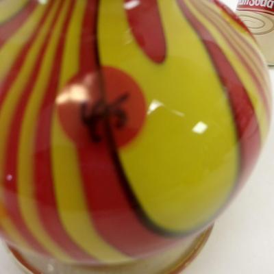 Vintage Long Neck Multi Colored Vase Approx 18" Tall #45