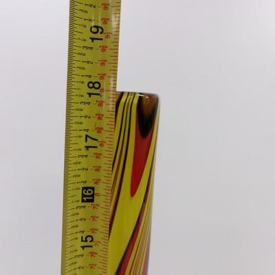 Vintage Long Neck Multi Colored Vase Approx 18" Tall #45
