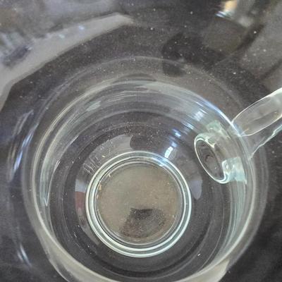 Princess House Heritage Clear Glass Pitcher with 3 princess house stemware glasses and 3 Juice glasses