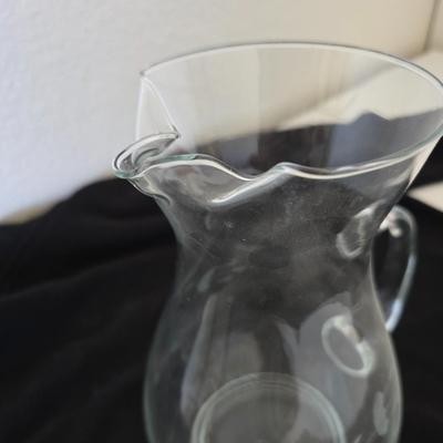 Princess House Heritage Clear Glass Pitcher with 3 princess house stemware glasses and 3 Juice glasses