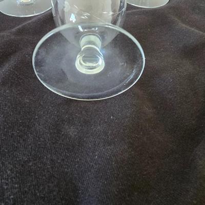 Princess House Heritage Clear Glass Pitcher with 3 princess house stemware glasses and 3 Juice glasses
