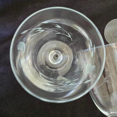 Princess House Heritage Clear Glass Pitcher with 3 princess house stemware glasses and 3 Juice glasses