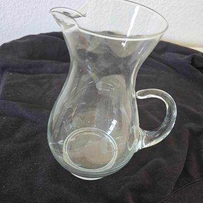 Princess House Heritage Clear Glass Pitcher with 3 princess house stemware glasses and 3 Juice glasses