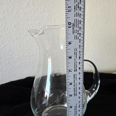 Princess House Heritage Clear Glass Pitcher with 3 princess house stemware glasses and 3 Juice glasses