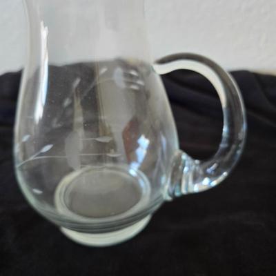Princess House Heritage Clear Glass Pitcher with 3 princess house stemware glasses and 3 Juice glasses