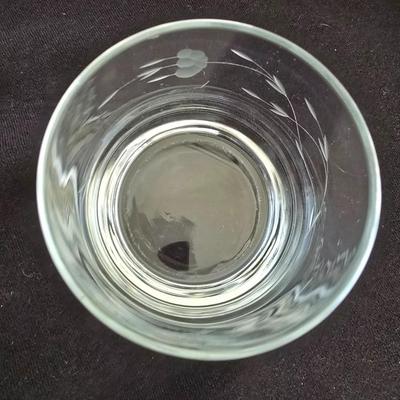 Princess House Heritage Clear Glass Pitcher with 3 princess house stemware glasses and 3 Juice glasses