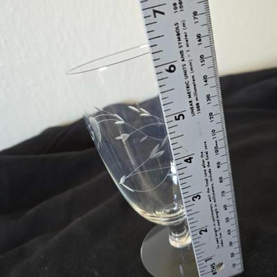 Princess House Heritage Clear Glass Pitcher with 3 princess house stemware glasses and 3 Juice glasses