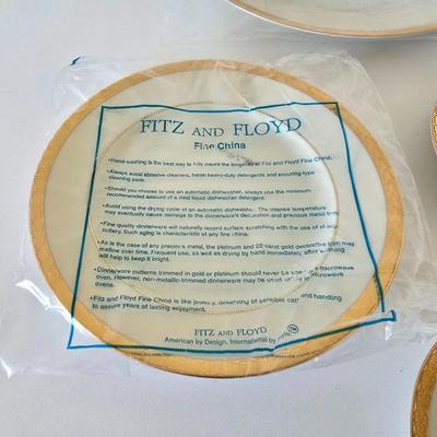 6-piece place setting fine China Roanoke (Gold) by Fitz & Floyd - Buy one set or 12 sets - you choose!