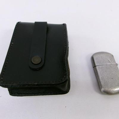 Vintage Silver Camel Lighter & Case